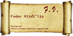 Fodor Vitális névjegykártya